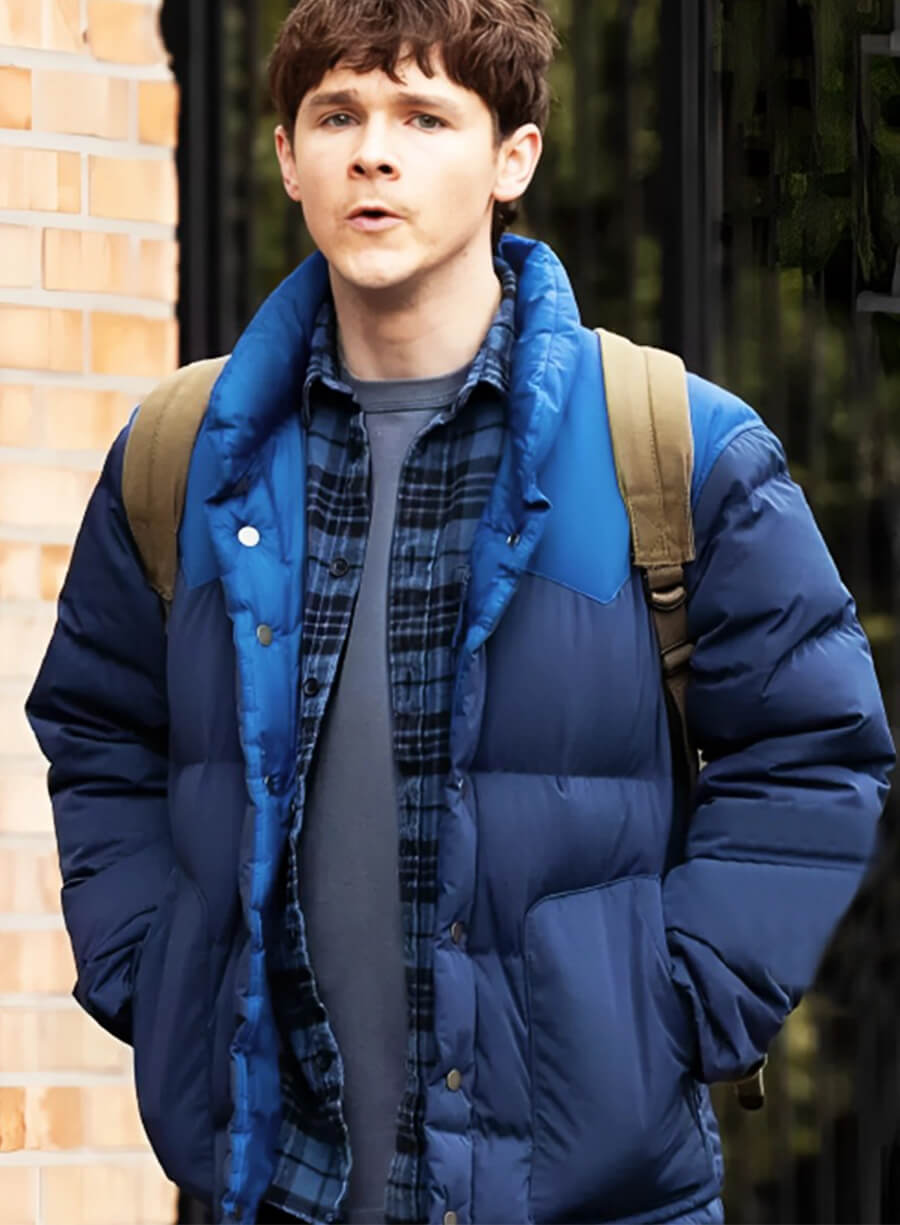 Dexter Resurrection 2025 Harrison Morgan Blue Puffer Jacket