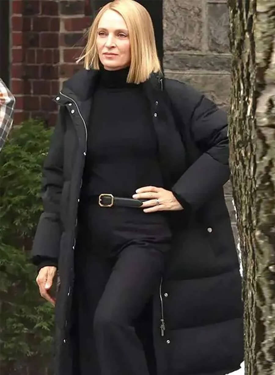 Dexter Resurrection 2025 Uma Thurman Charley Black Puffer Coat