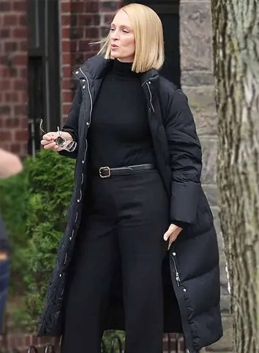 Dexter Resurrection 2025 Uma Thurman Charley Black Puffer Coat