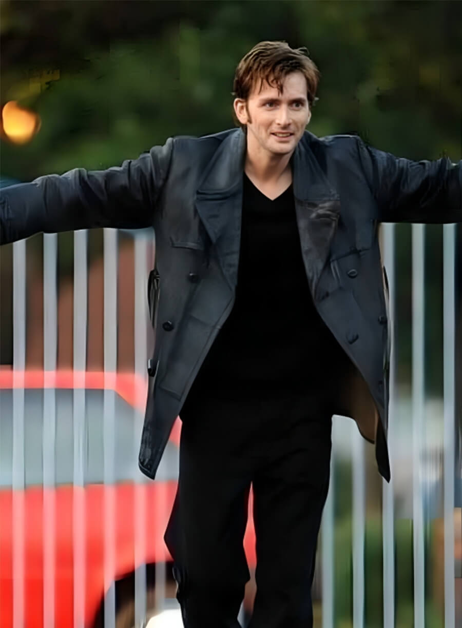 Doctor Who David Tennant Black Leather Coat