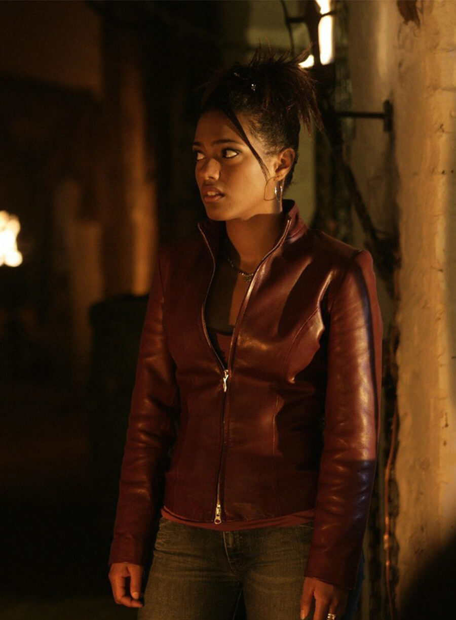 Doctor Who Freema Agyeman Martha Jones Maroon Leather Jacket