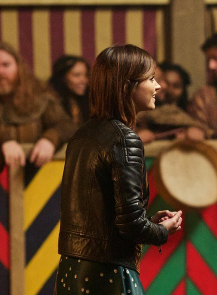 Doctor Who Jenna Coleman Clara Black Leather Jacket