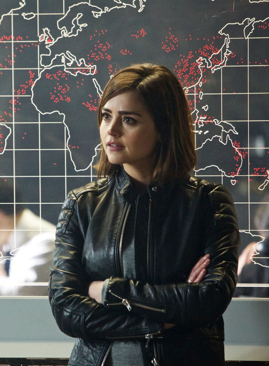 Doctor Who Jenna Coleman Clara Black Leather Jacket