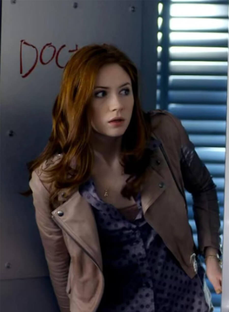 Doctor Who Season 6 Karen Gillan Amy Beige Leather Jacket