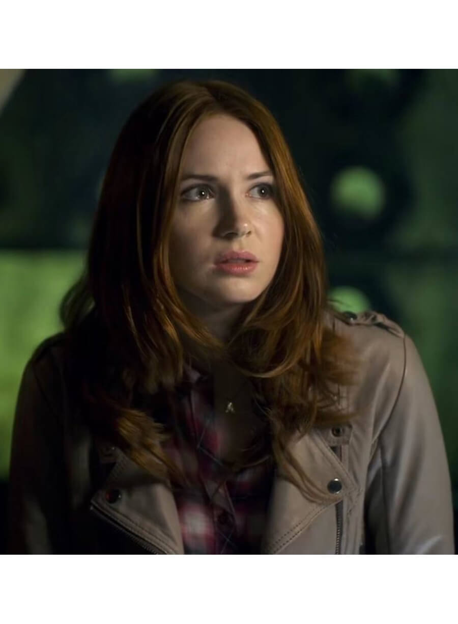 Doctor Who Season 6 Karen Gillan Amy Beige Leather Jacket