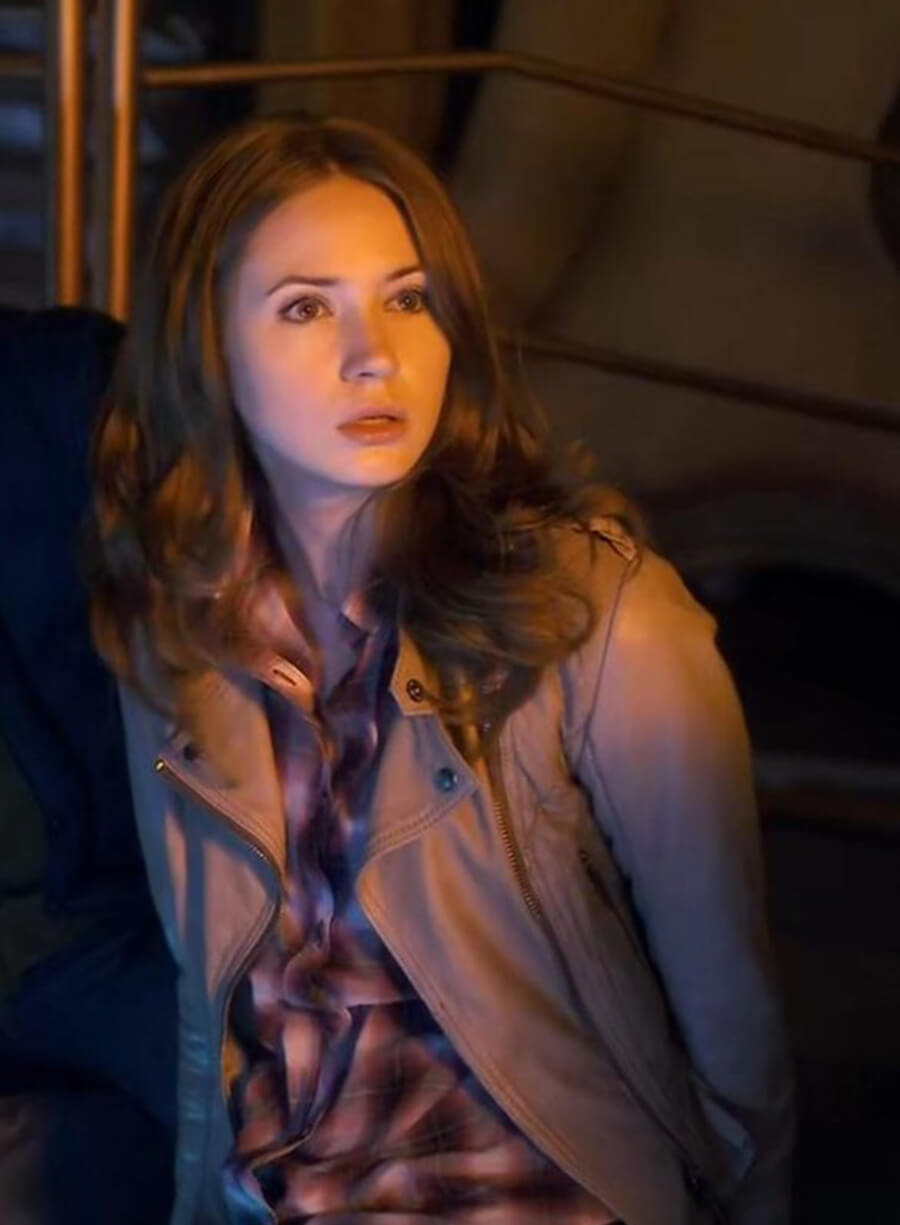 Doctor Who Season 6 Karen Gillan Amy Beige Leather Jacket