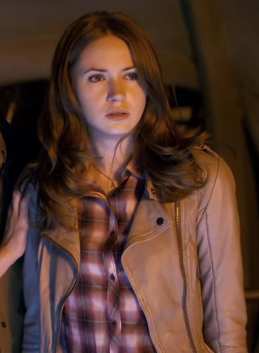 Doctor Who Season 6 Karen Gillan Amy Beige Leather Jacket