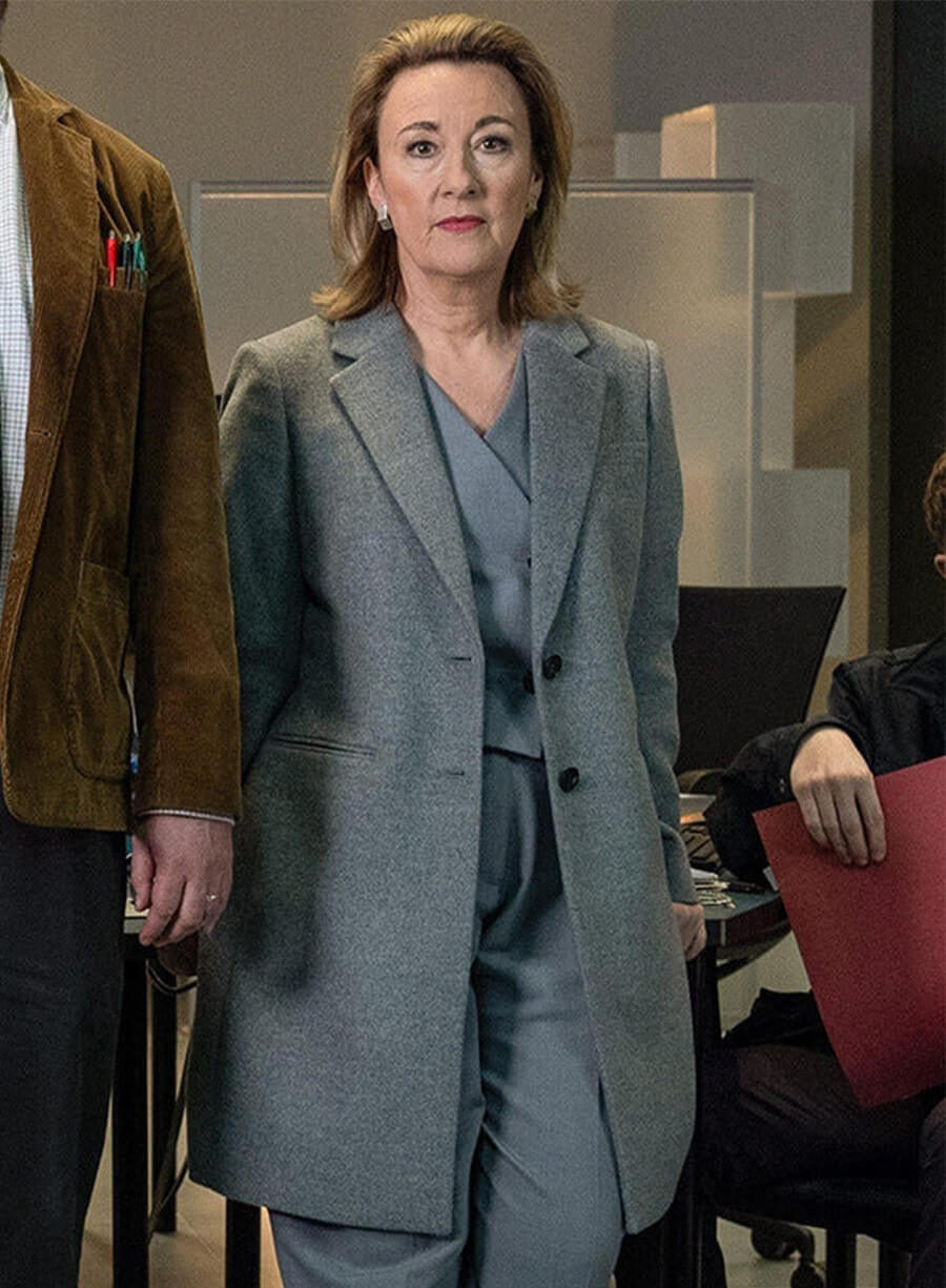  Dorothy Atkinson Ludwig S01 Carol Shaw Grey Wool Coat 