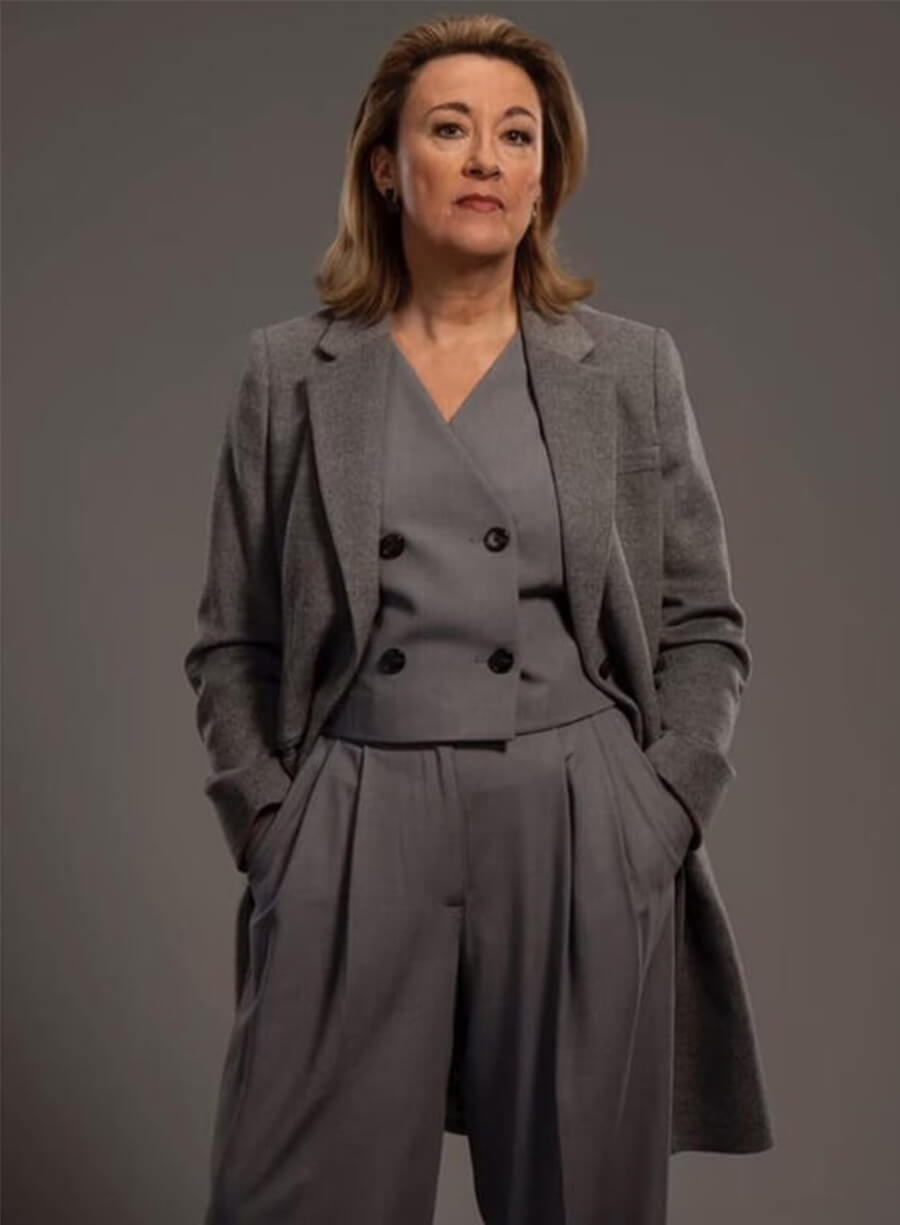  Dorothy Atkinson Ludwig S01 Carol Shaw Grey Wool Coat 