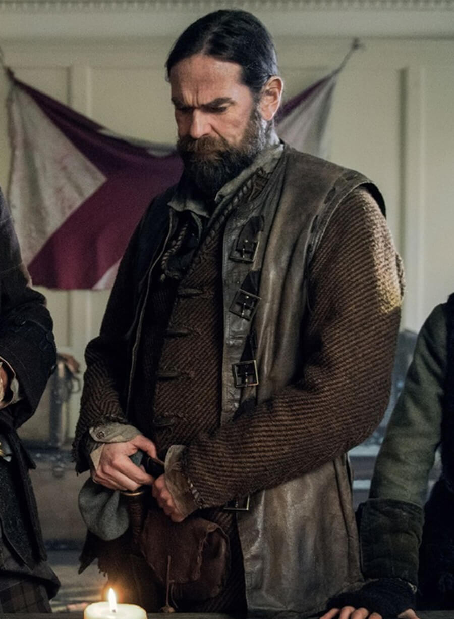 Duncan Lacroix Outlander Murtagh Brown Leather Vest 