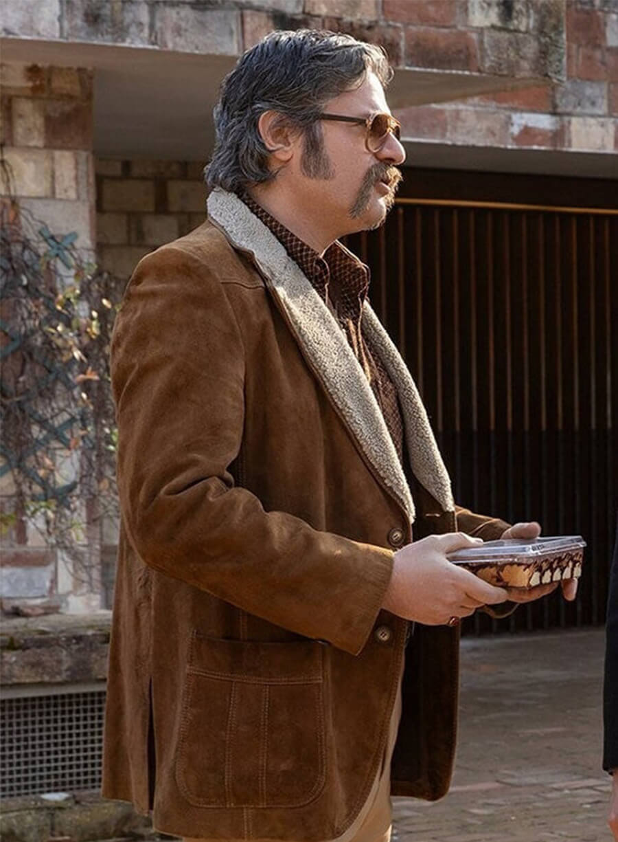 Edoardo Pesce The Big Fake 2026 Balbo Brown Shearling Jacket
