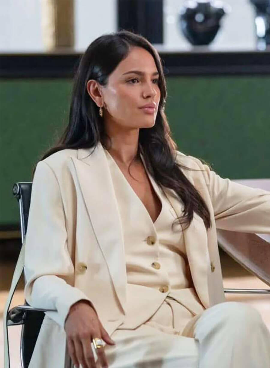 Eiza Gonzalez In The Grey 2026 Rachel Wild Beige Blazer