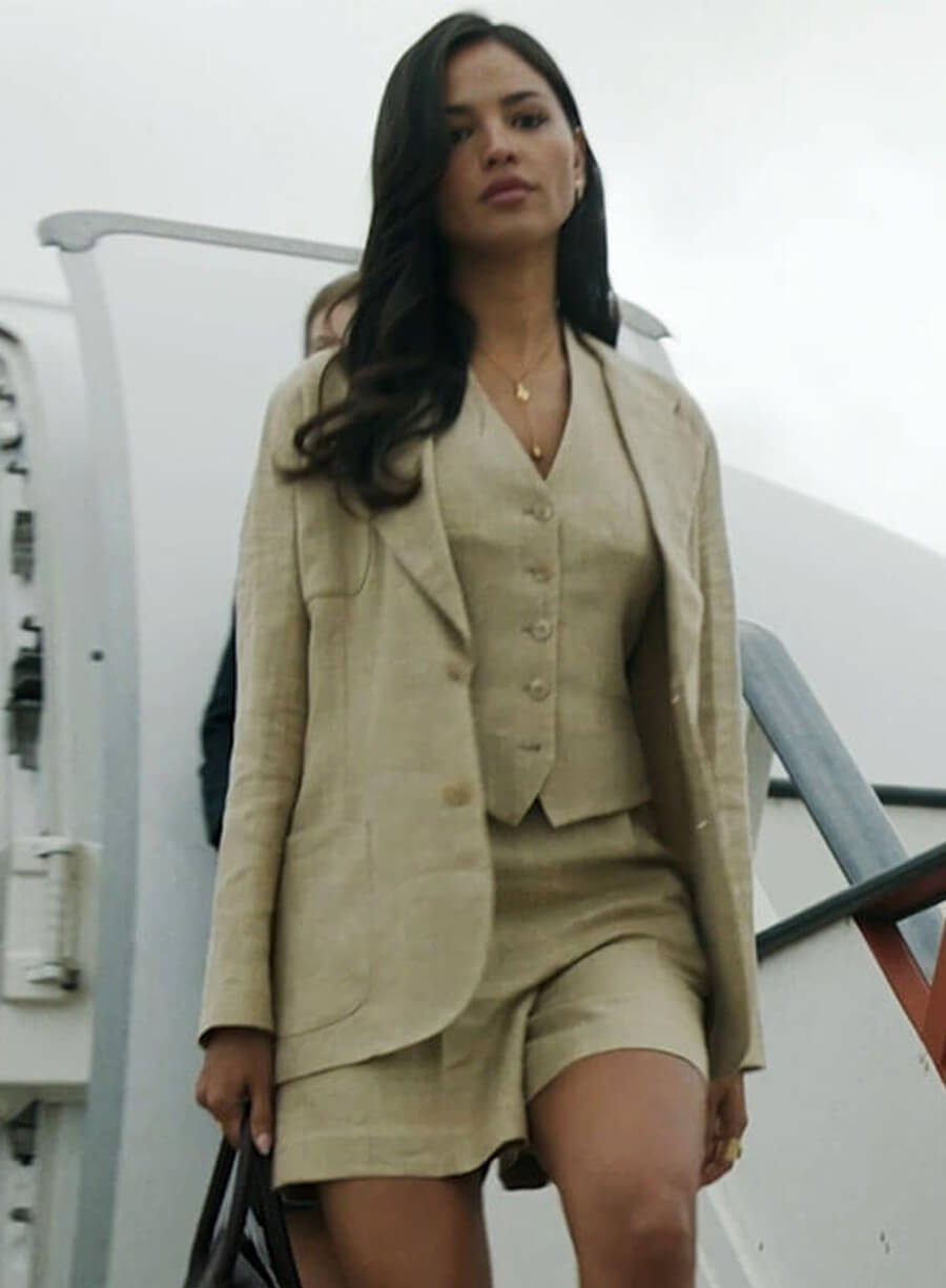 Eiza Gonzalez In The Grey 2026 Rachel Wild Beige Blazer