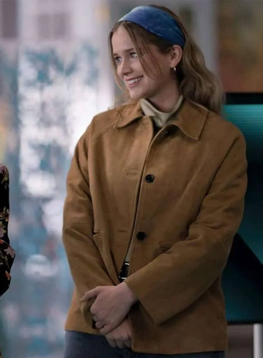 Elizabeth Lail Elsbeth Quinn Powers Brown Suede Jacket