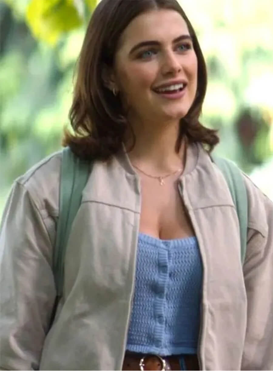 Ella Bright Off Campus 2026 Hannah Wells Beige Bomber Jacket