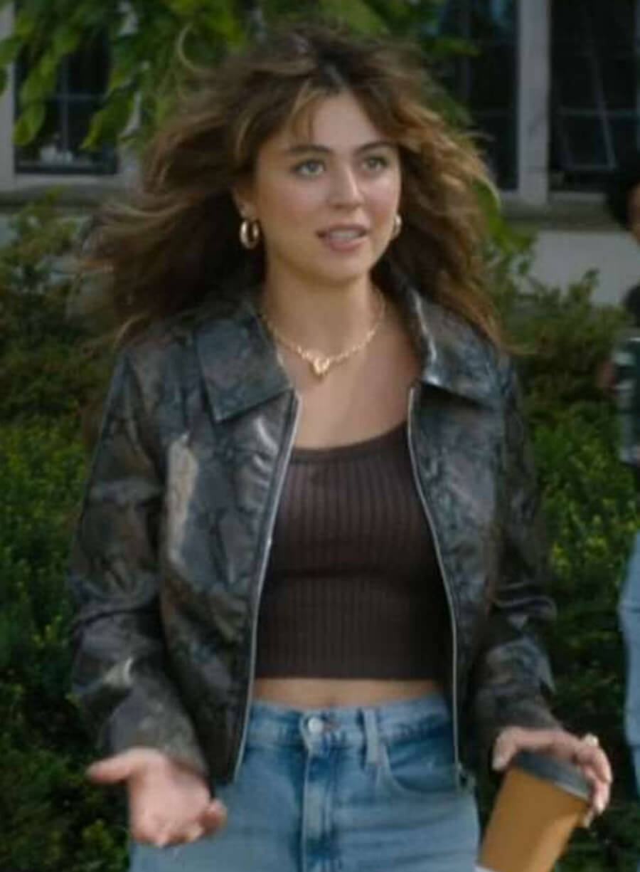 Ella Bright Off Campus 2026 Hannah Wells Snake Print Leather Jacket