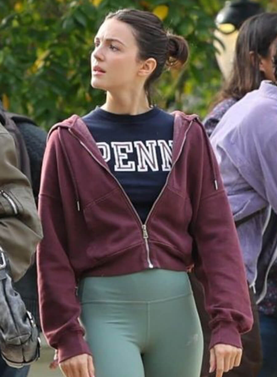 Ella Hunt Not Suitable for Work AJ Pascarelli Maroon Zip-up Hoodie