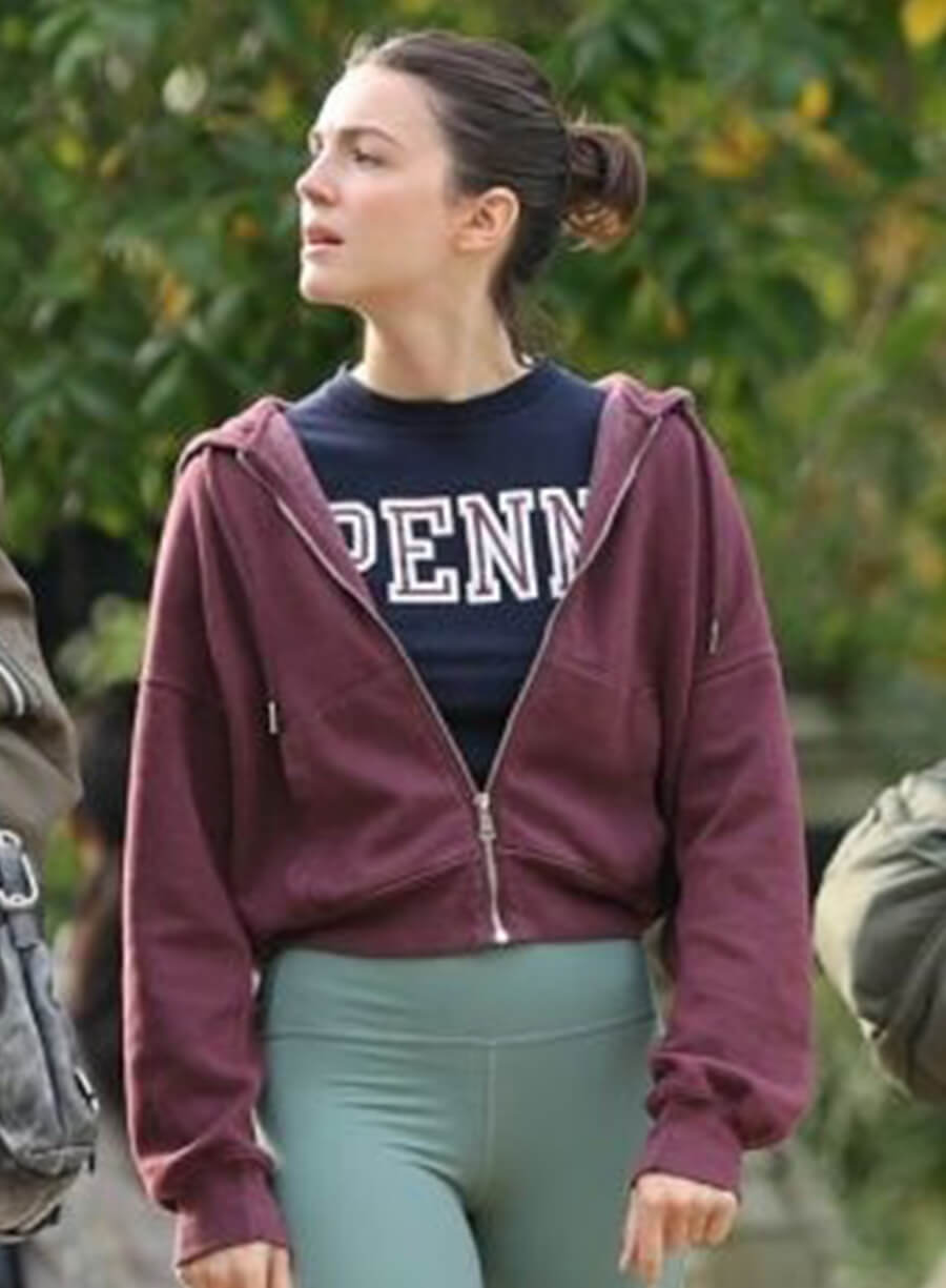 Ella Hunt Not Suitable for Work AJ Pascarelli Maroon Zip-up Hoodie