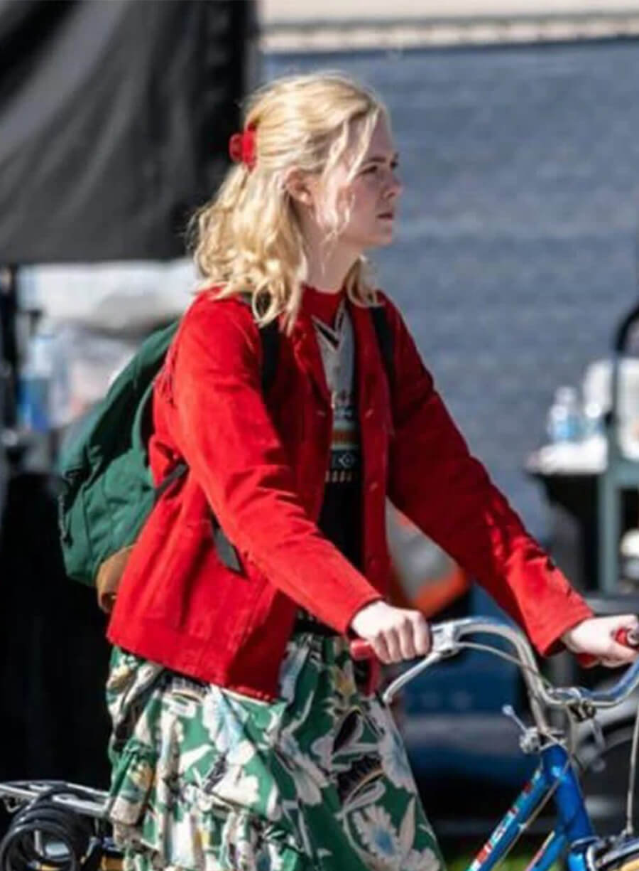 Elle Fanning Margo’s Got Money Troubles Elle Fanning Red Fringe Jacket