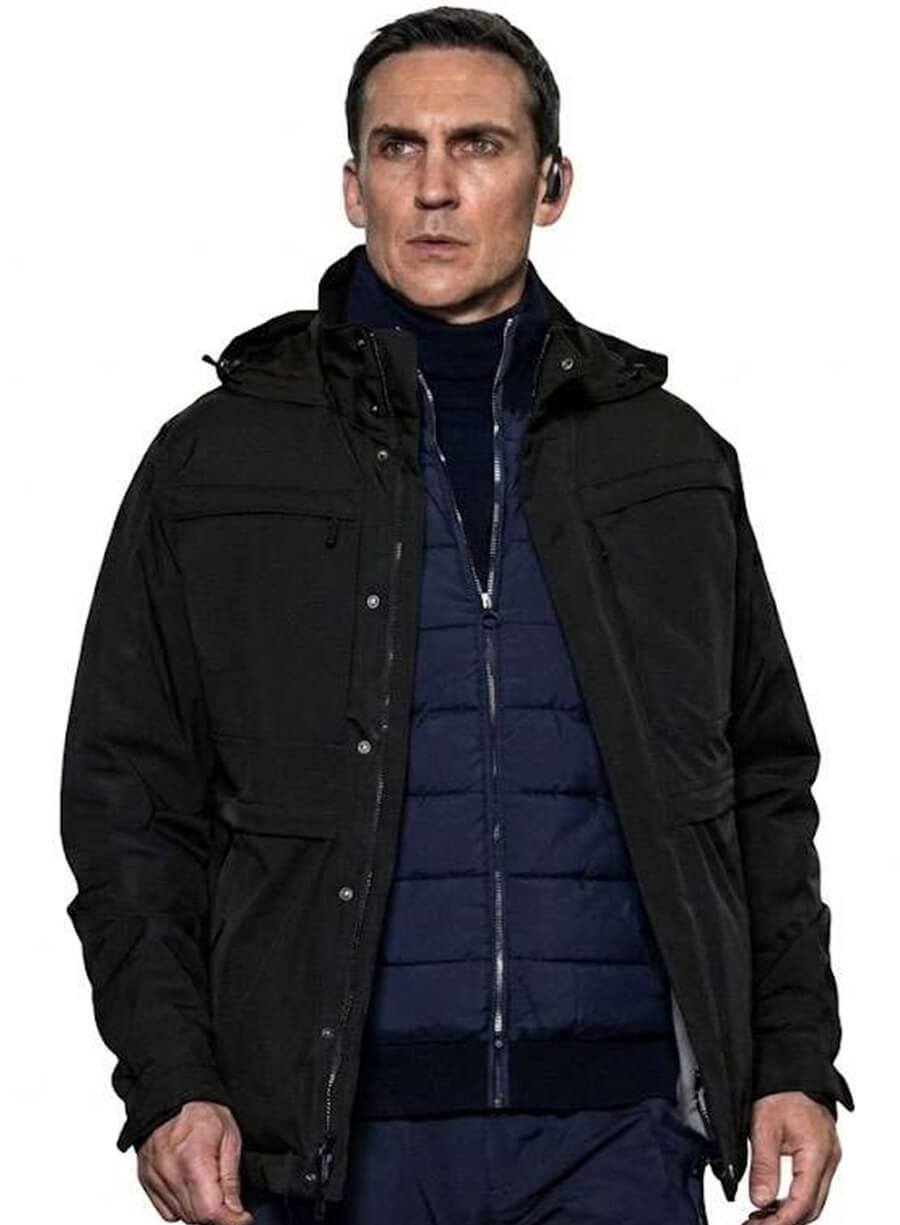 Elliot Villar Disclosure Day 2026 Agent Diaz Black Hooded Jacket