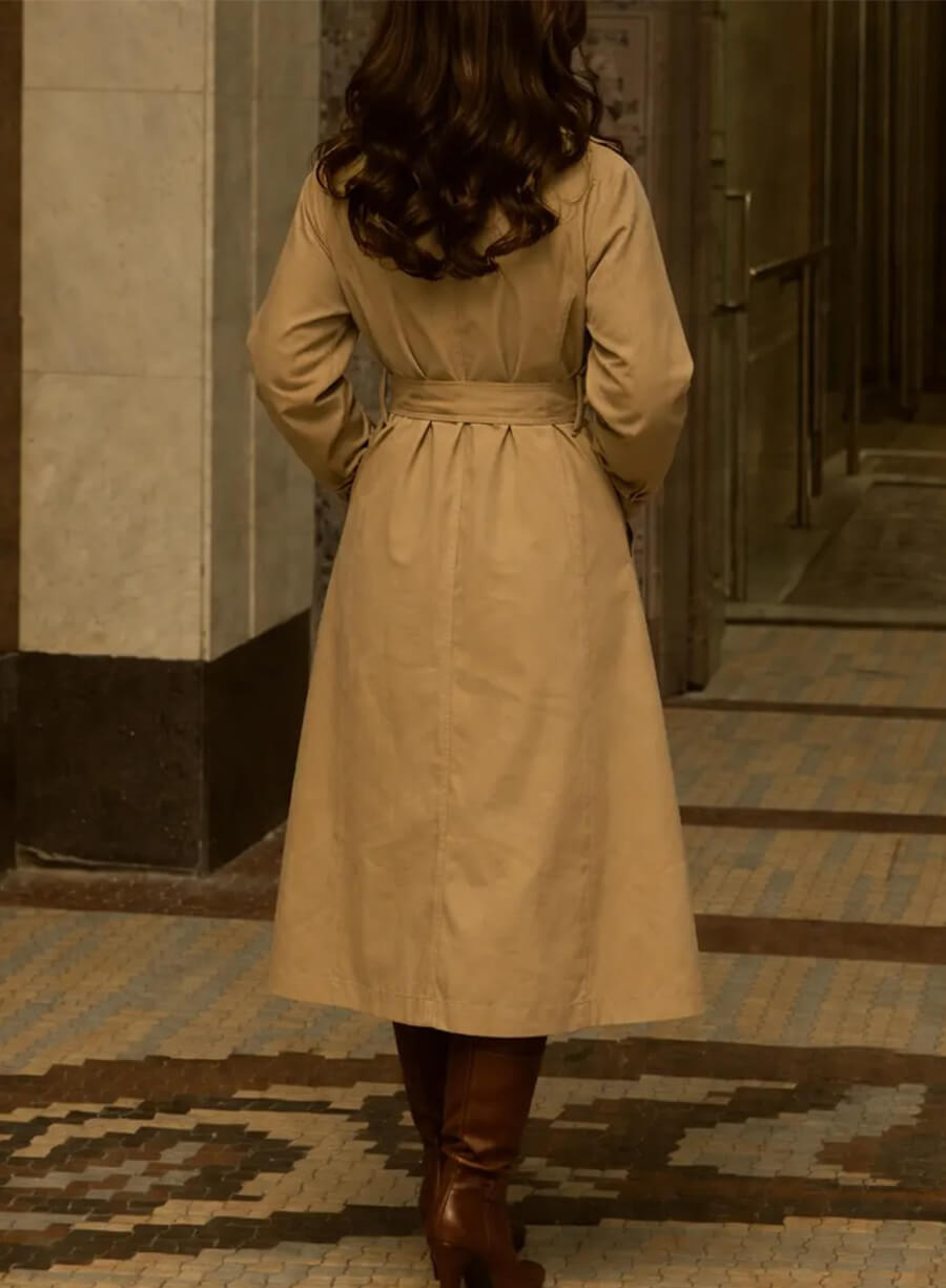 Emilia Clarke Ponies 2026 Bea Beige Trench Coat 