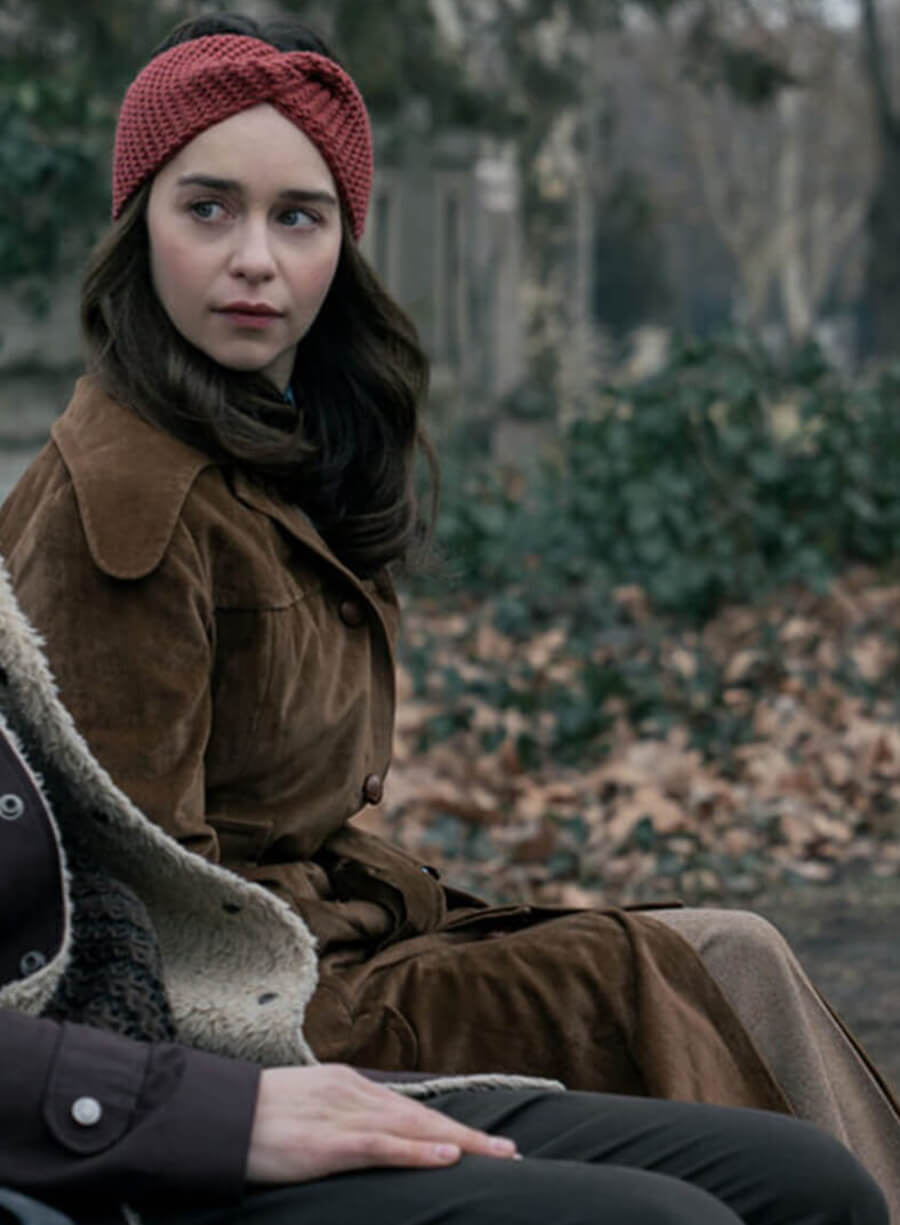 Emilia Clarke Ponies 2026 Bea Brown Suede Coat 