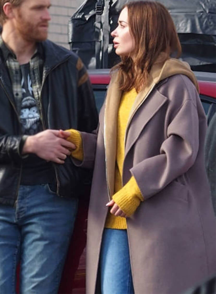 Emily Blunt Disclosure Day 2026 Margaret Fairchild Purple Coat