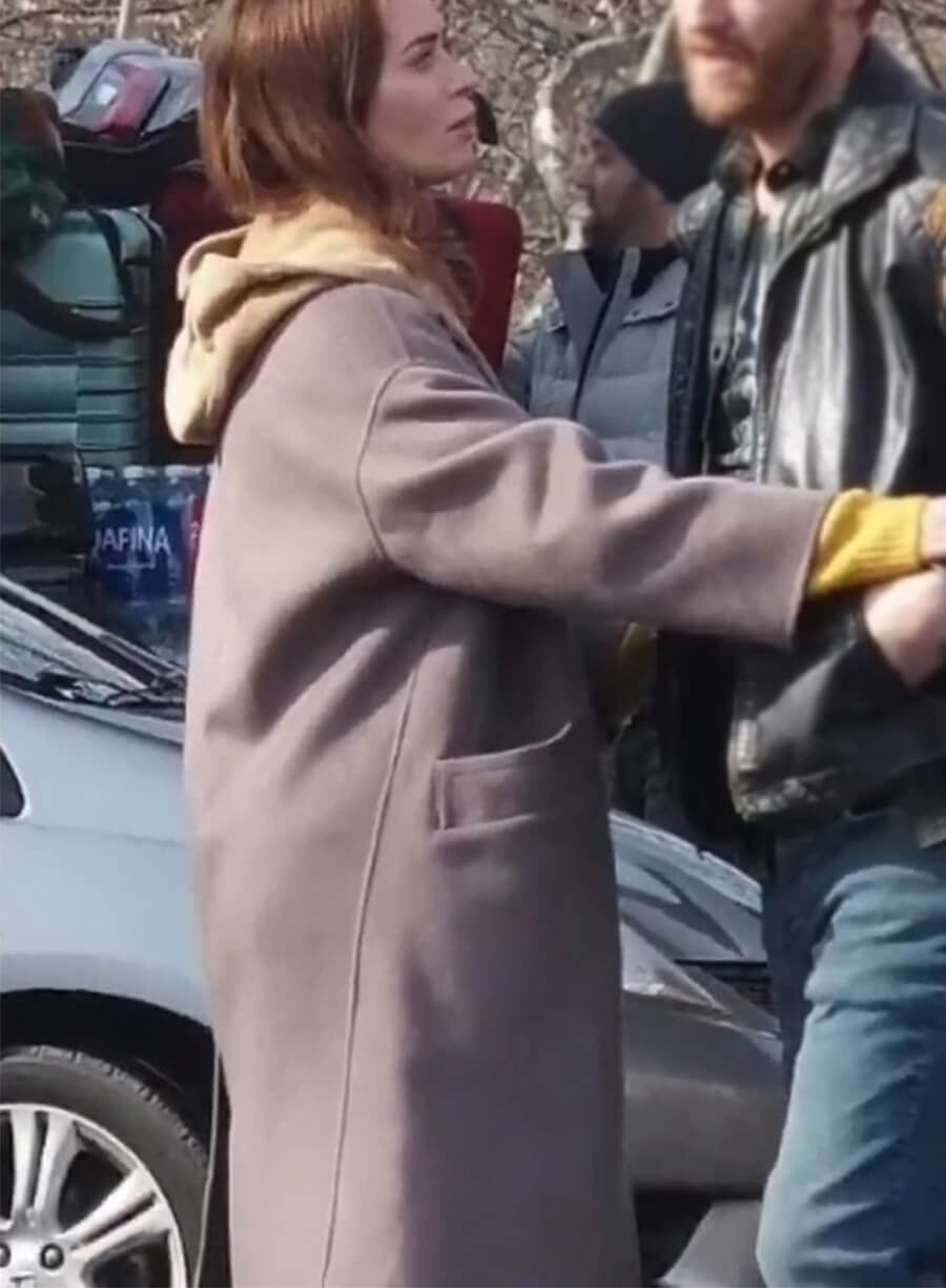Emily Blunt Disclosure Day 2026 Margaret Fairchild Purple Coat