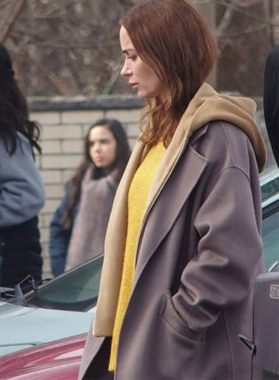 Emily Blunt Disclosure Day 2026 Margaret Fairchild Purple Coat