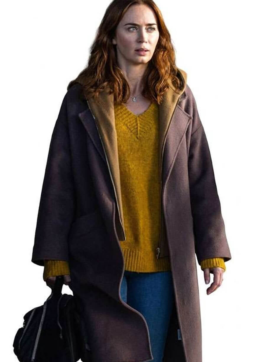 Emily Blunt Disclosure Day 2026 Margaret Fairchild Purple Coat