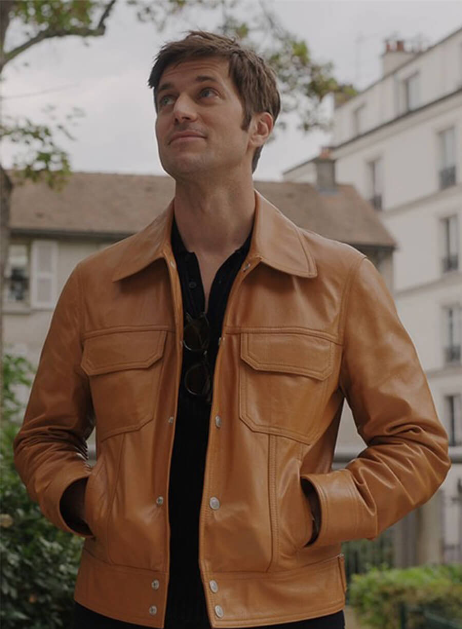 Emily In Paris Lucas Bravo Gabriel Leather Jacket
