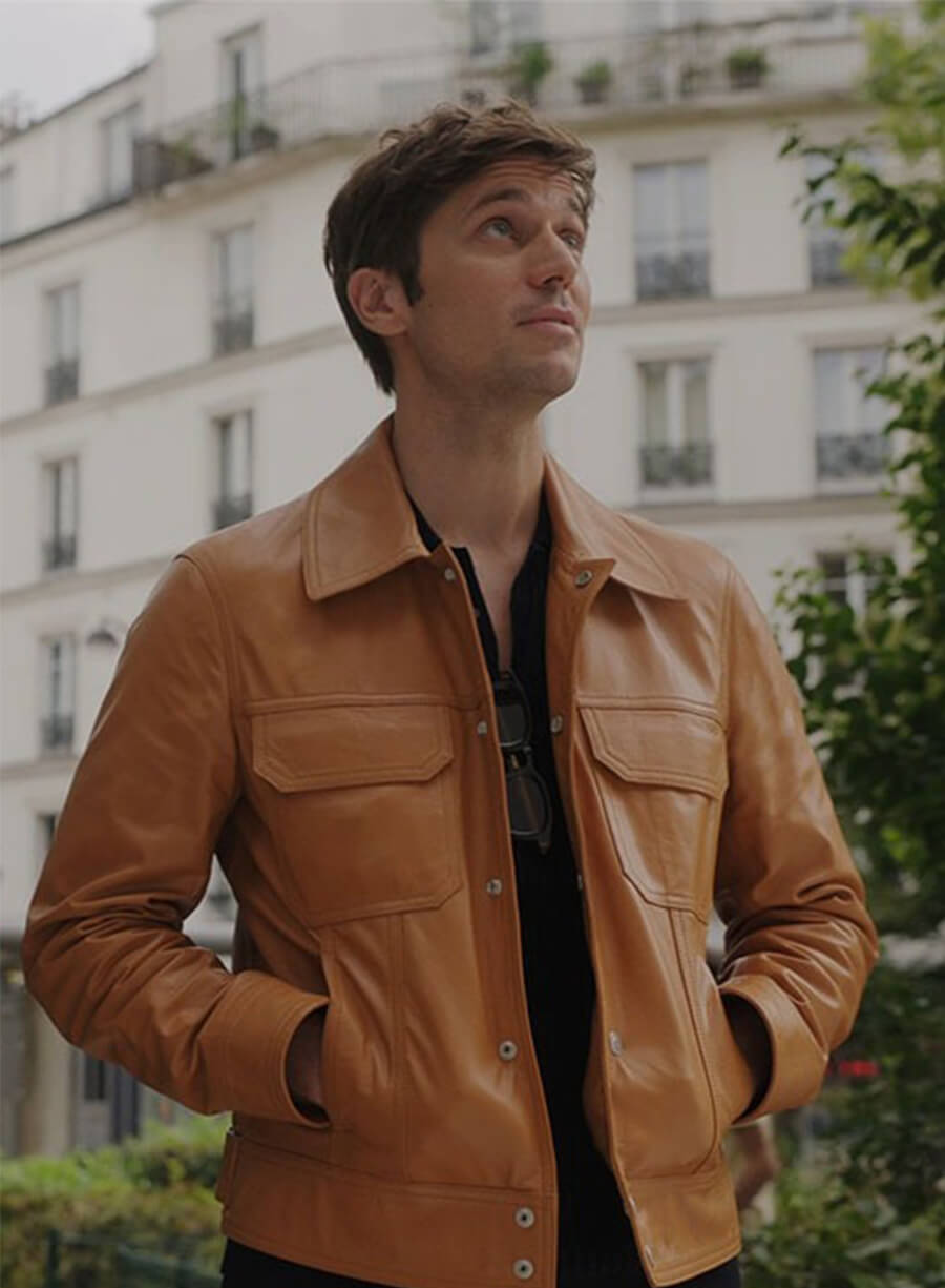Emily In Paris Lucas Bravo Gabriel Leather Jacket