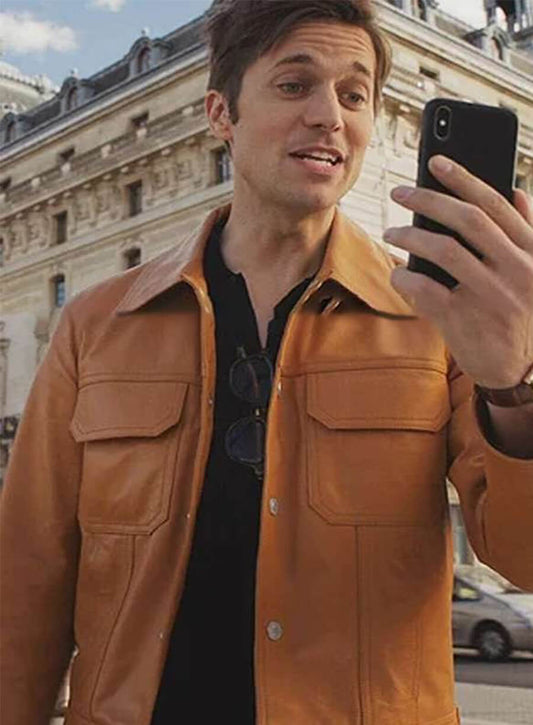Emily In Paris Lucas Bravo Gabriel Leather Jacket