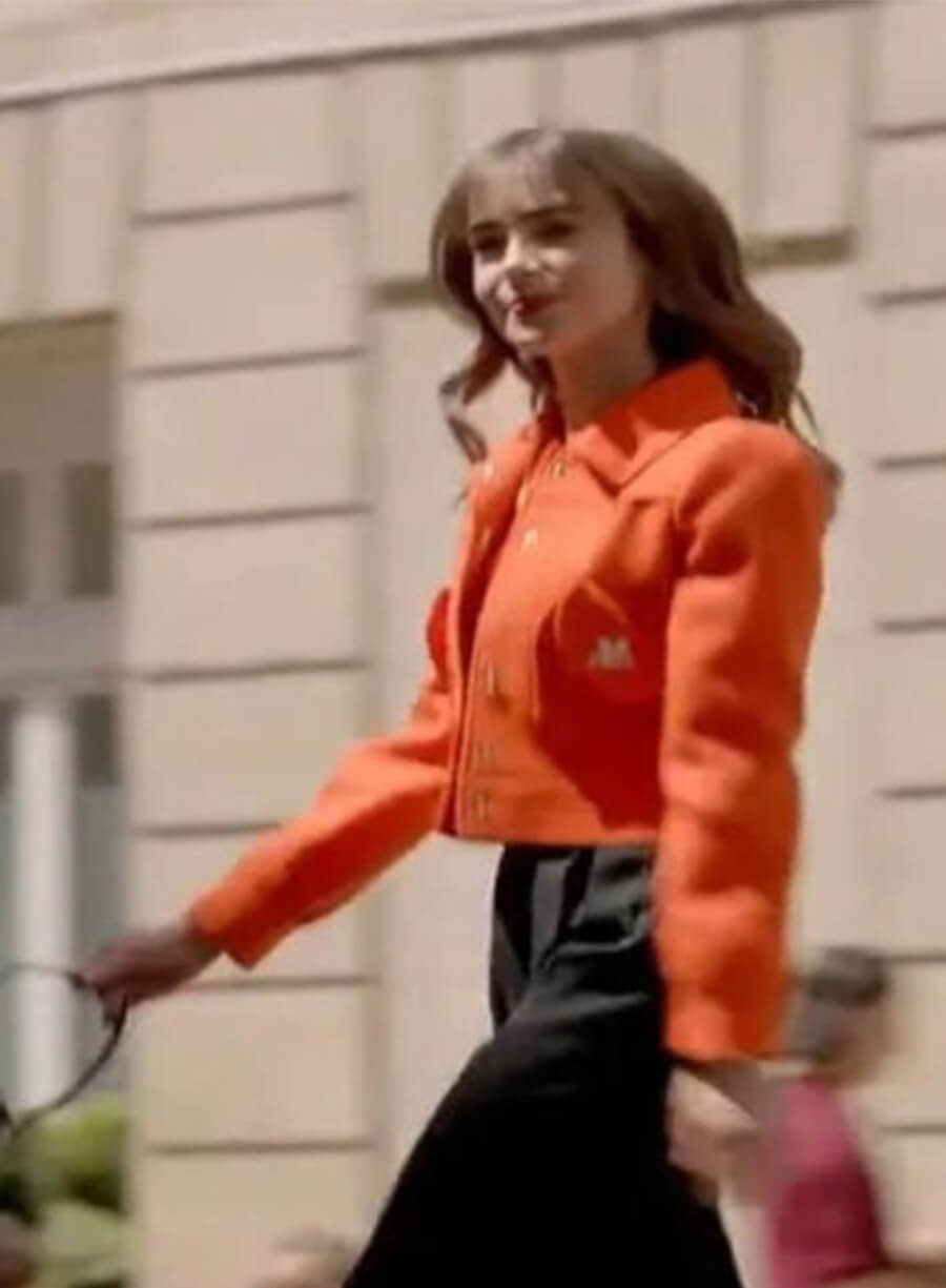 Emily in Paris S03 Lily Collins Emily Orange Jacket
