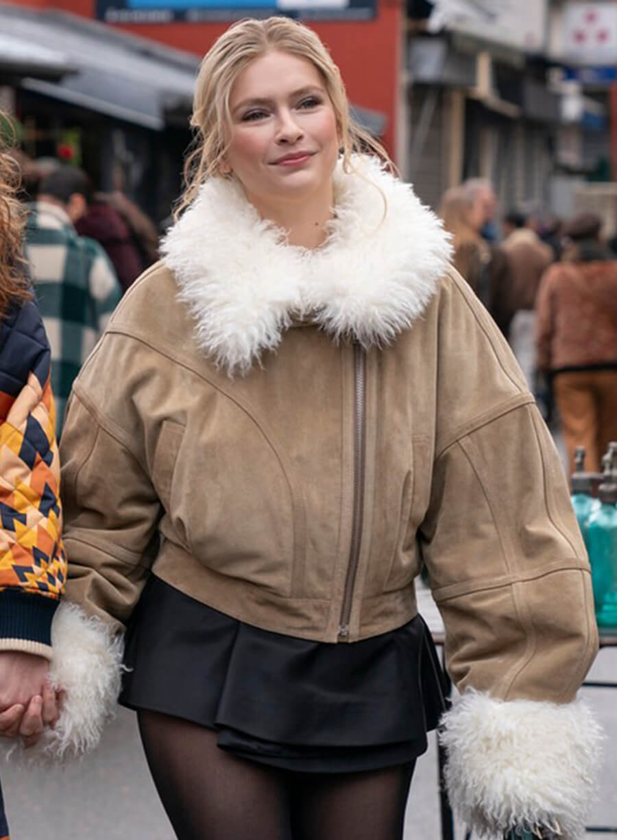 Emily In Paris S04 Camille Fur Shearling Brown Jacket