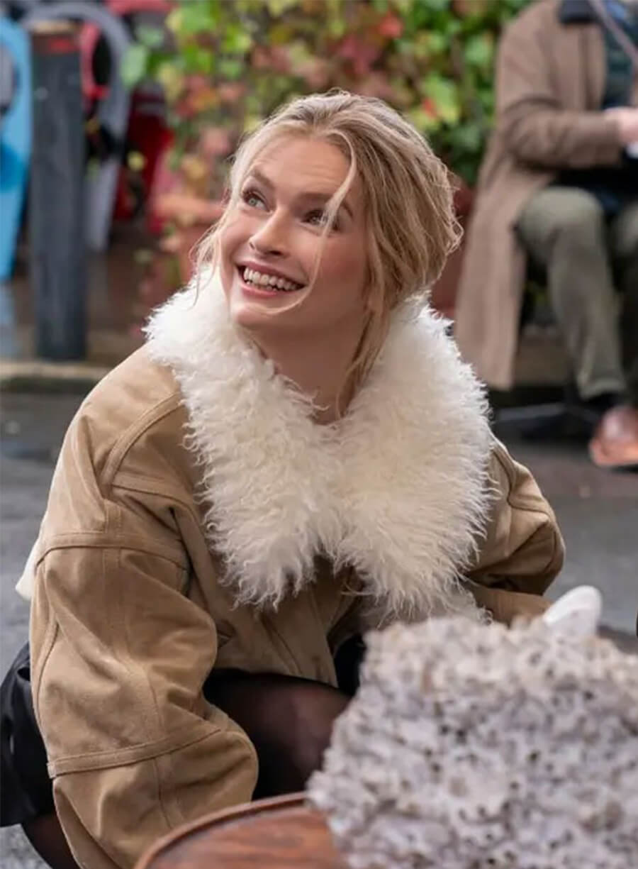 Emily In Paris S04 Camille Fur Shearling Brown Jacket