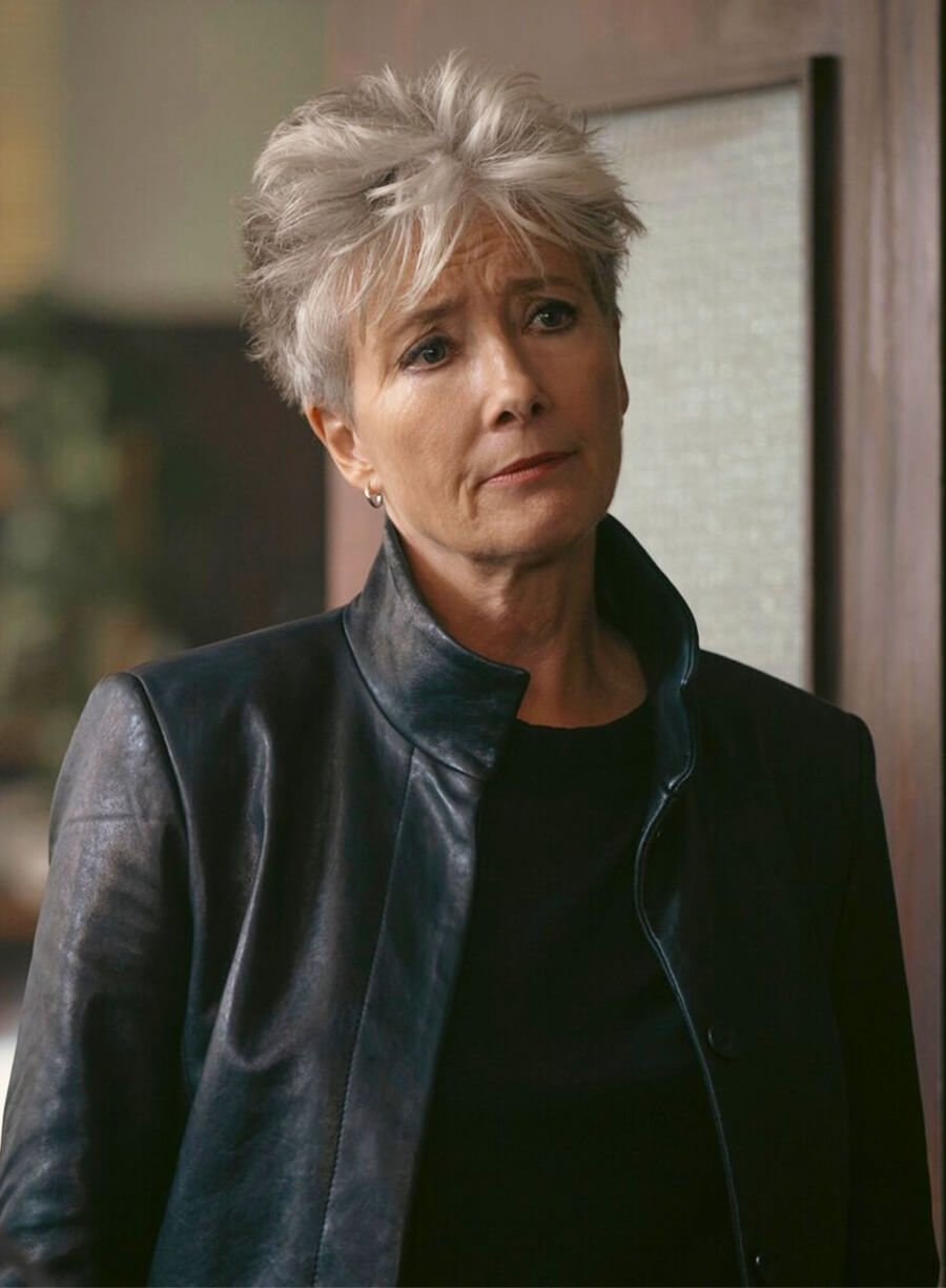 Emma Thompson Down Cemetery Road Zoë Boehm Black Leather Coat