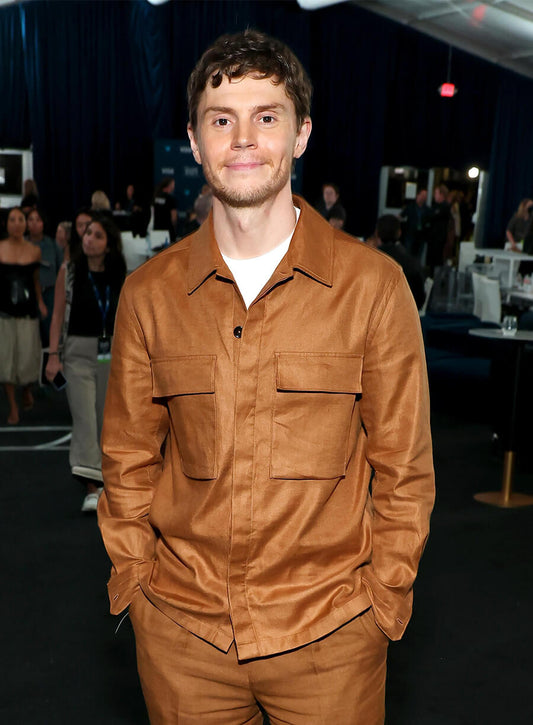 Evan Peters Tron: Ares Event Brown Jacket