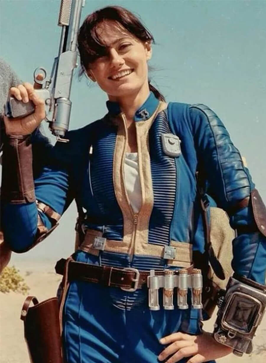 Fallout 2024 Ella Purnell Lucy Blue Leather Jacket Costume 