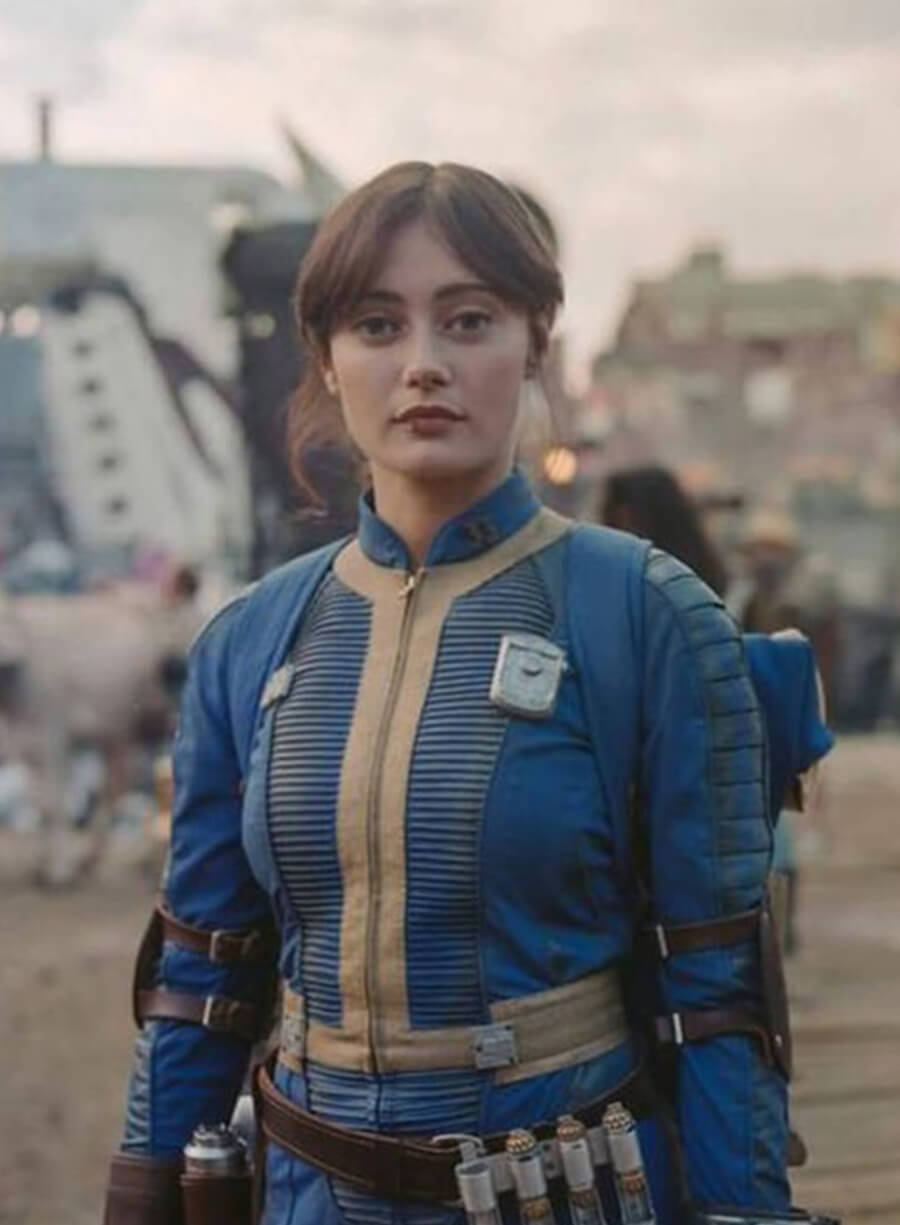 Fallout 2024 Ella Purnell Lucy Blue Leather Jacket Costume 