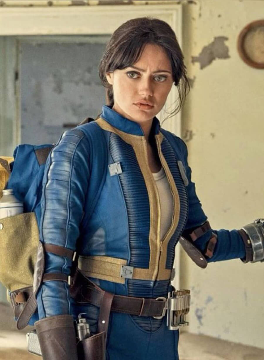 Fallout 2024 Ella Purnell Lucy Blue Leather Jacket Costume 