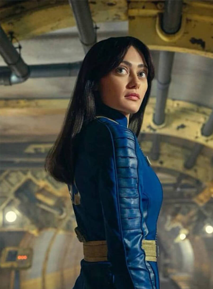 Fallout 2024 Ella Purnell Lucy Blue Leather Jacket Costume 