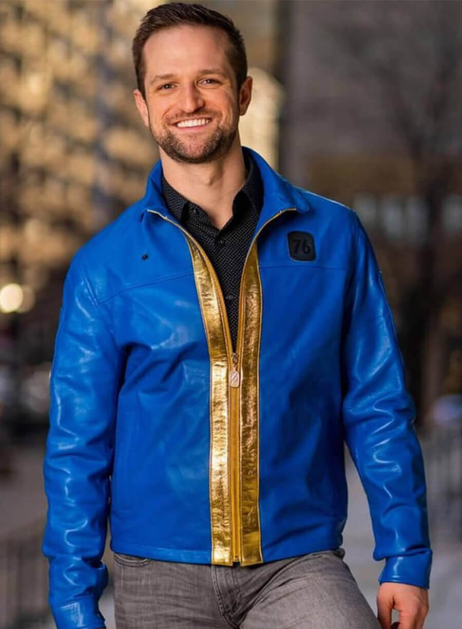 Fallout 76 Blue Leather Jacket Costume 