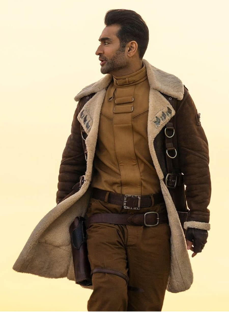 Fallout S02 Xander Harkness Fur Shearling Brown Coat