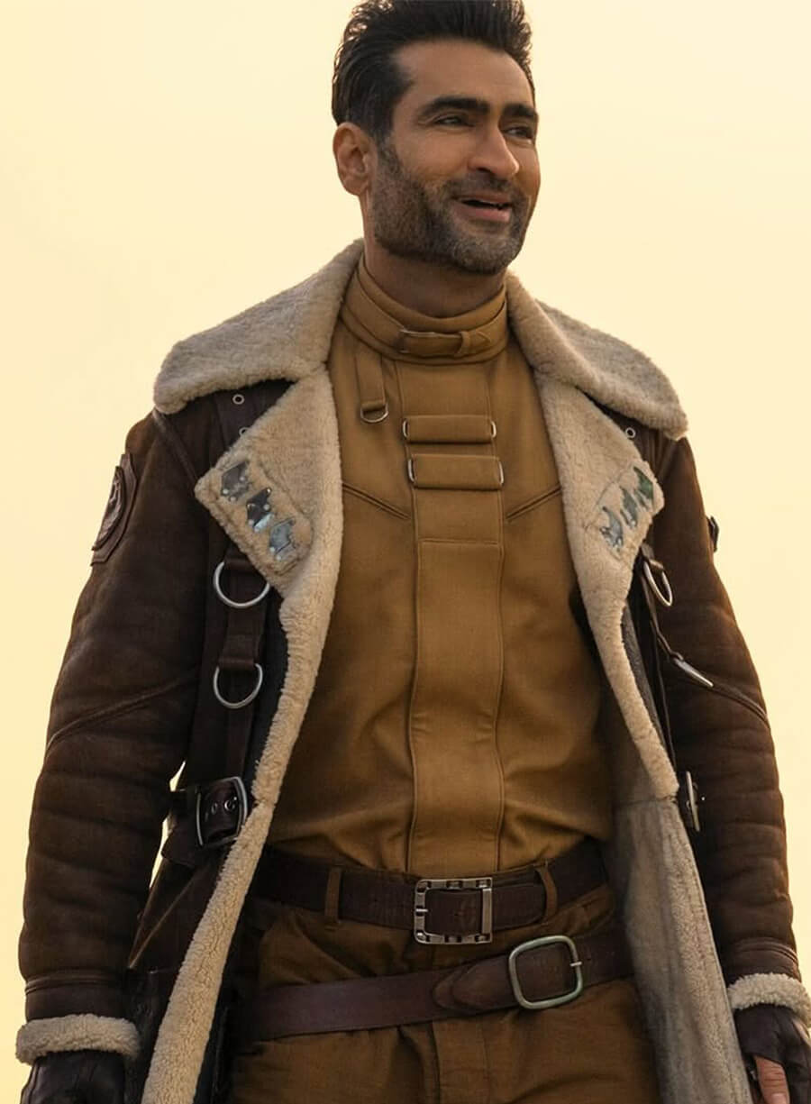 Fallout S02 Xander Harkness Fur Shearling Brown Coat