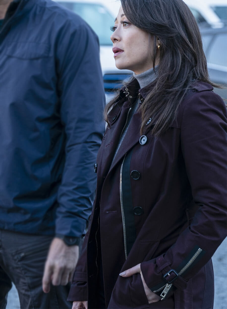 Fiona Rene Tracker S01 Reenie Maroon Trench Coat 