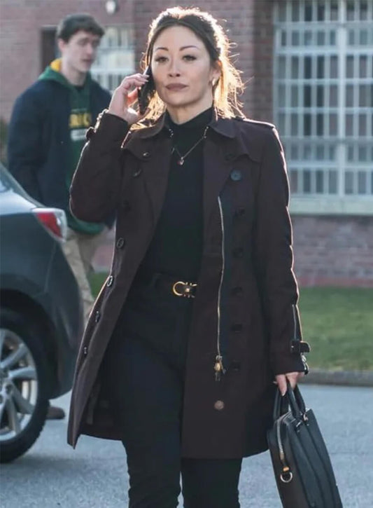 Fiona Rene Tracker S01 Reenie Maroon Trench Coat