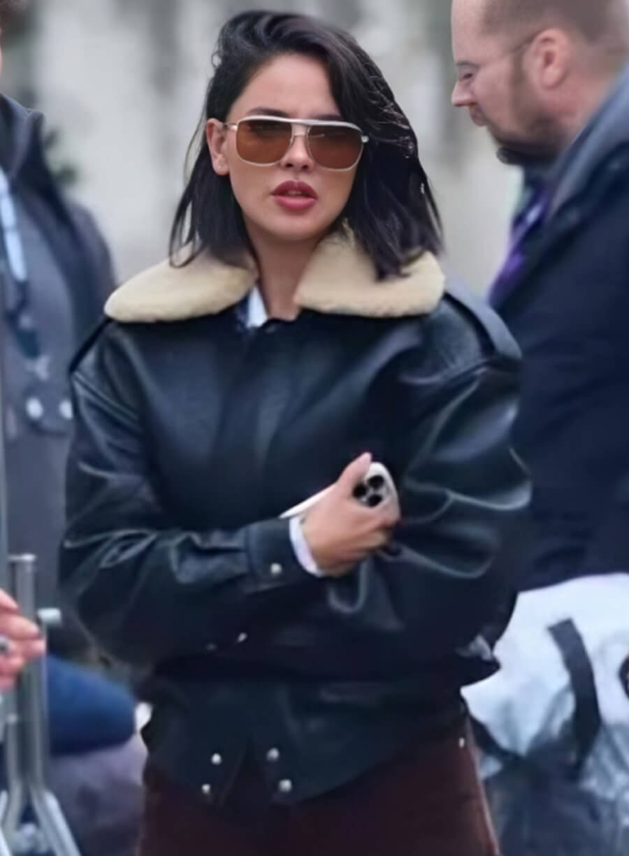 Fountain of Youth 2025 Eiza González Esme Black Leather Jacket