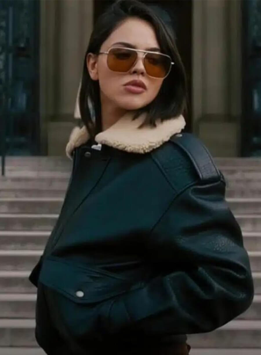 Fountain of Youth 2025 Eiza González Esme Black Leather Jacket