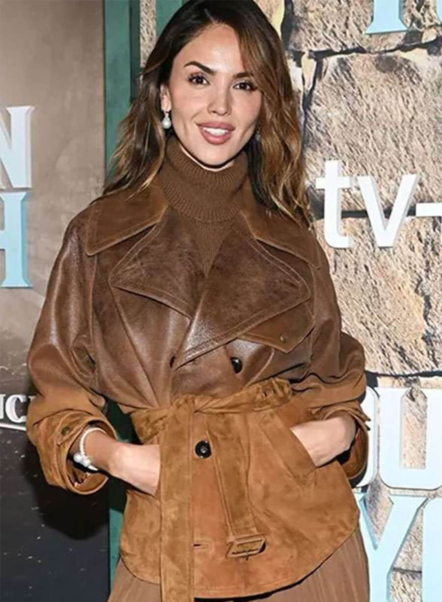 Fountain of Youth 2025 Eiza Gonzalez Esme Brown Leather Jacket